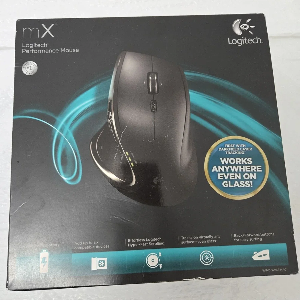 BNIB Logitech Performance Mouse mX 910-001105 Wireless Black DarkField
